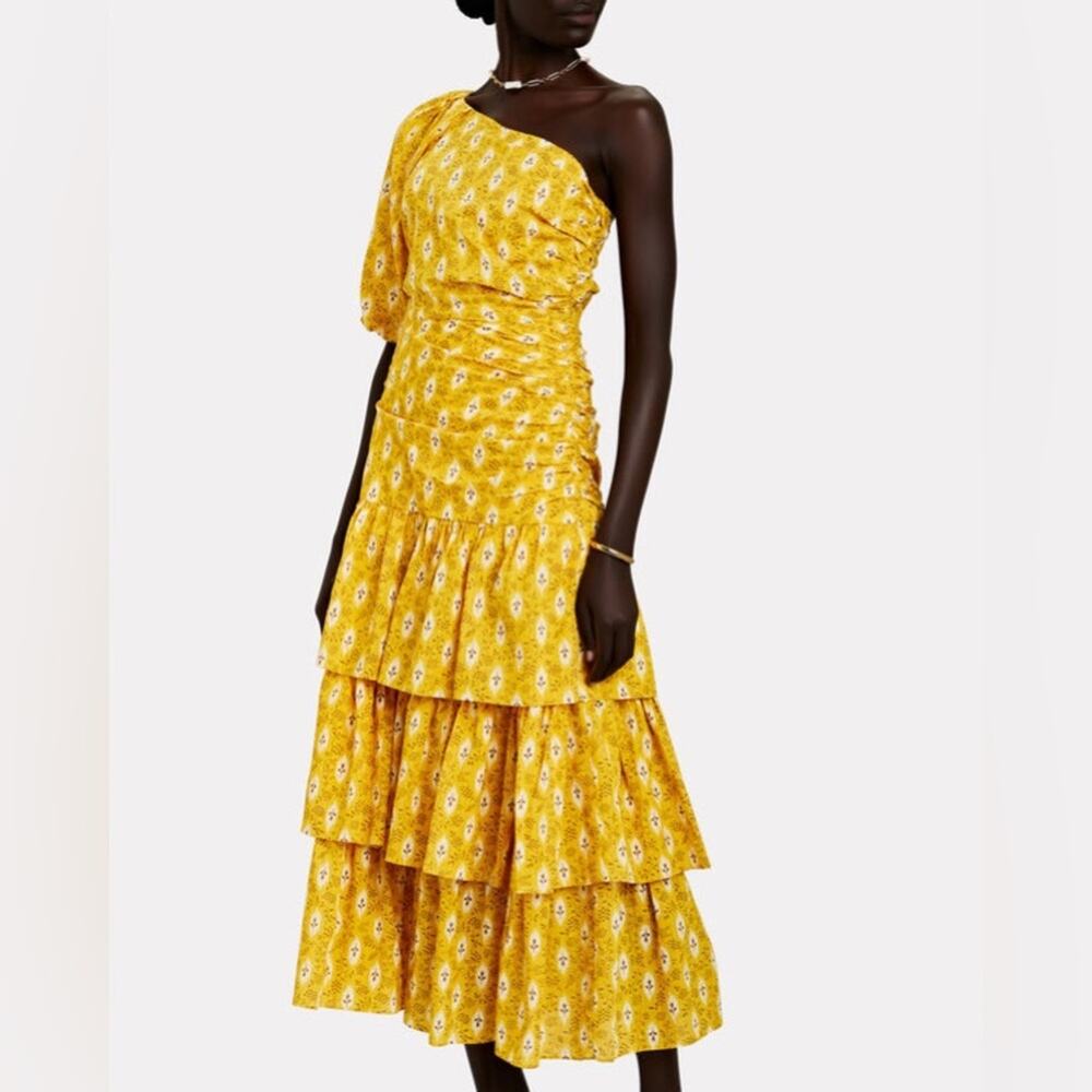 Veronica Beard Yellow One Shoulder Dress